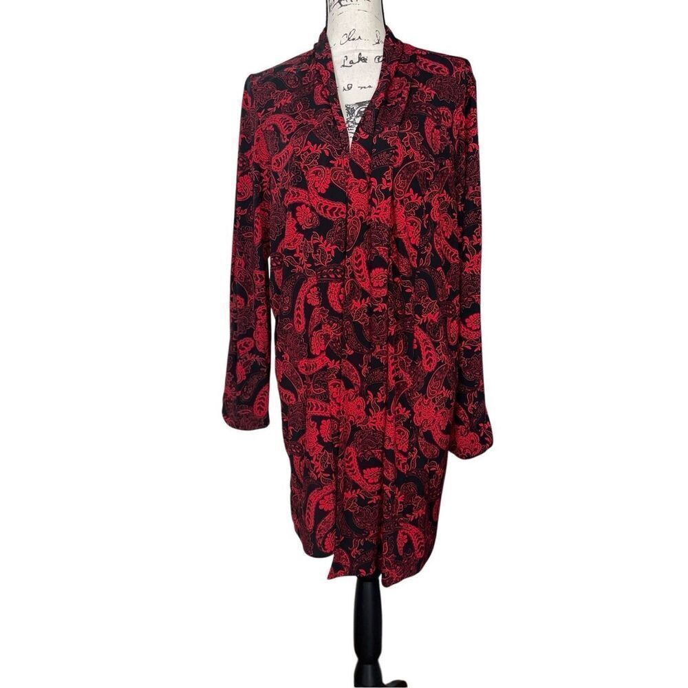 Jessica London NWOT black & red collarless open front‎ jacket 14/16
